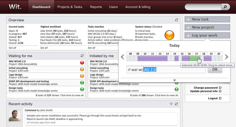 Projektmanagement-Dashboard als Teil der ERP-System Auswahl
